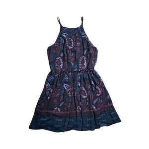 Miami Purple Paisley Womens Dress Sleeveless Flowy Cinched Waist Size Medium